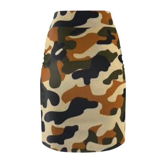 Women's Pencil Skirt (AOP)( Military8)