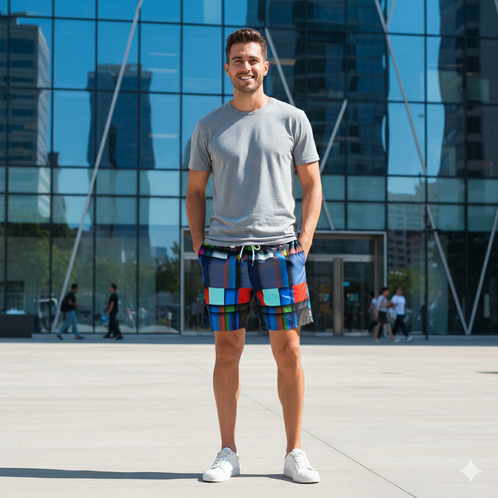 Men's Mid-Length Swim Shorts (cuadros)