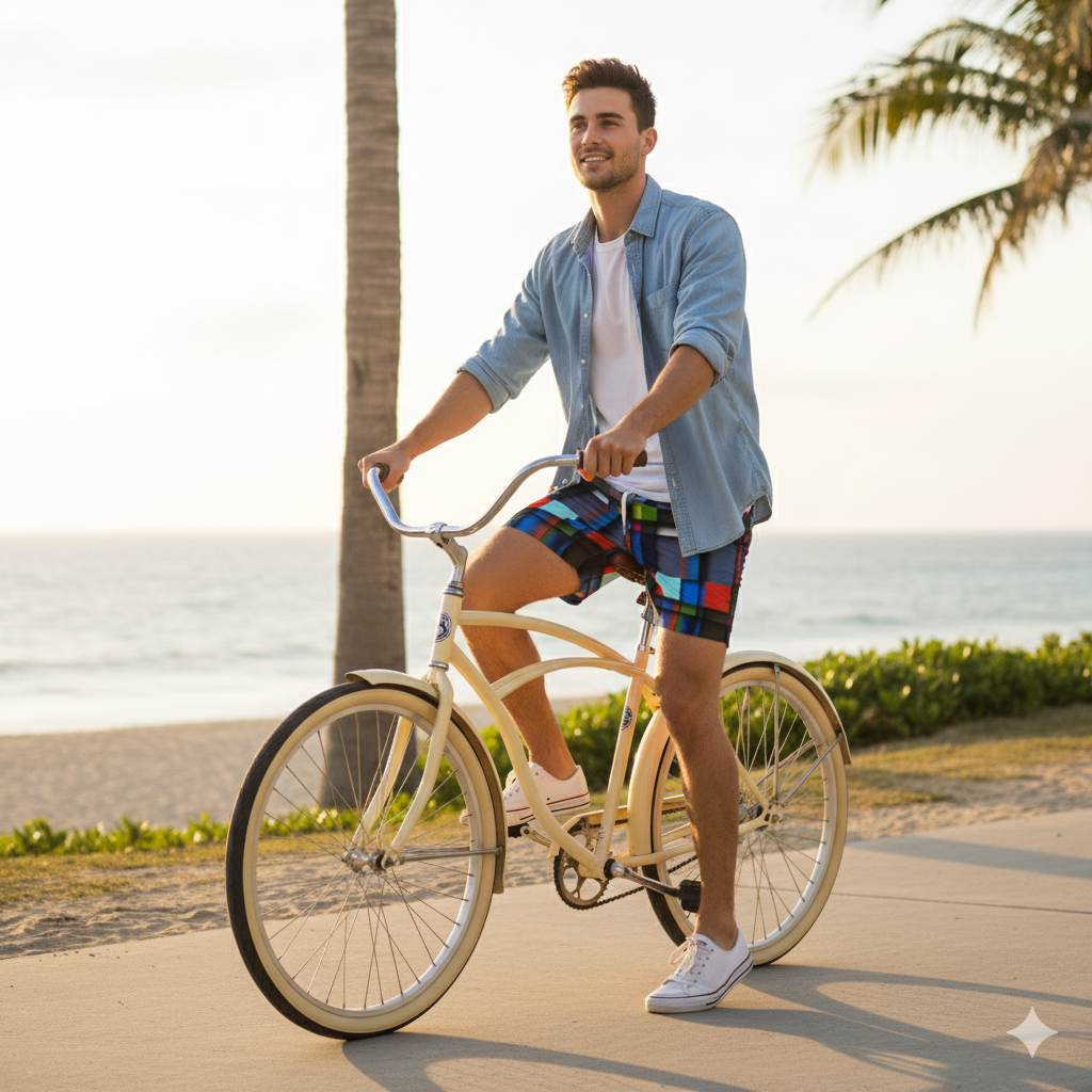 Men's Mid-Length Swim Shorts (cuadros)