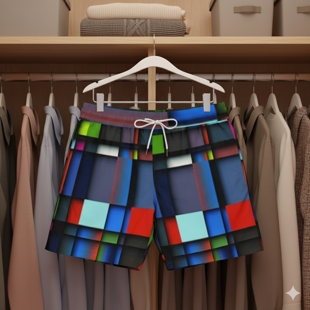 Men's Mid-Length Swim Shorts (cuadros)