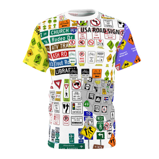 Unisex Cut & Sew Tee (AOP) signs