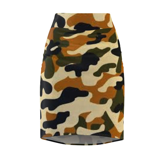 Women's Pencil Skirt (AOP)( Military8)